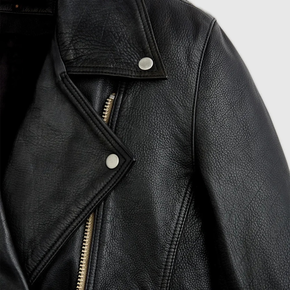 Quince 100% Leather Oversized Biker Jacket - XS - Picture 6 of 9